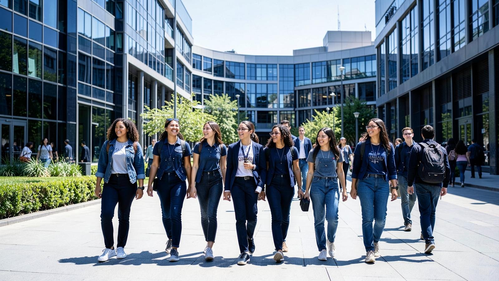 Students on an overseas campus
